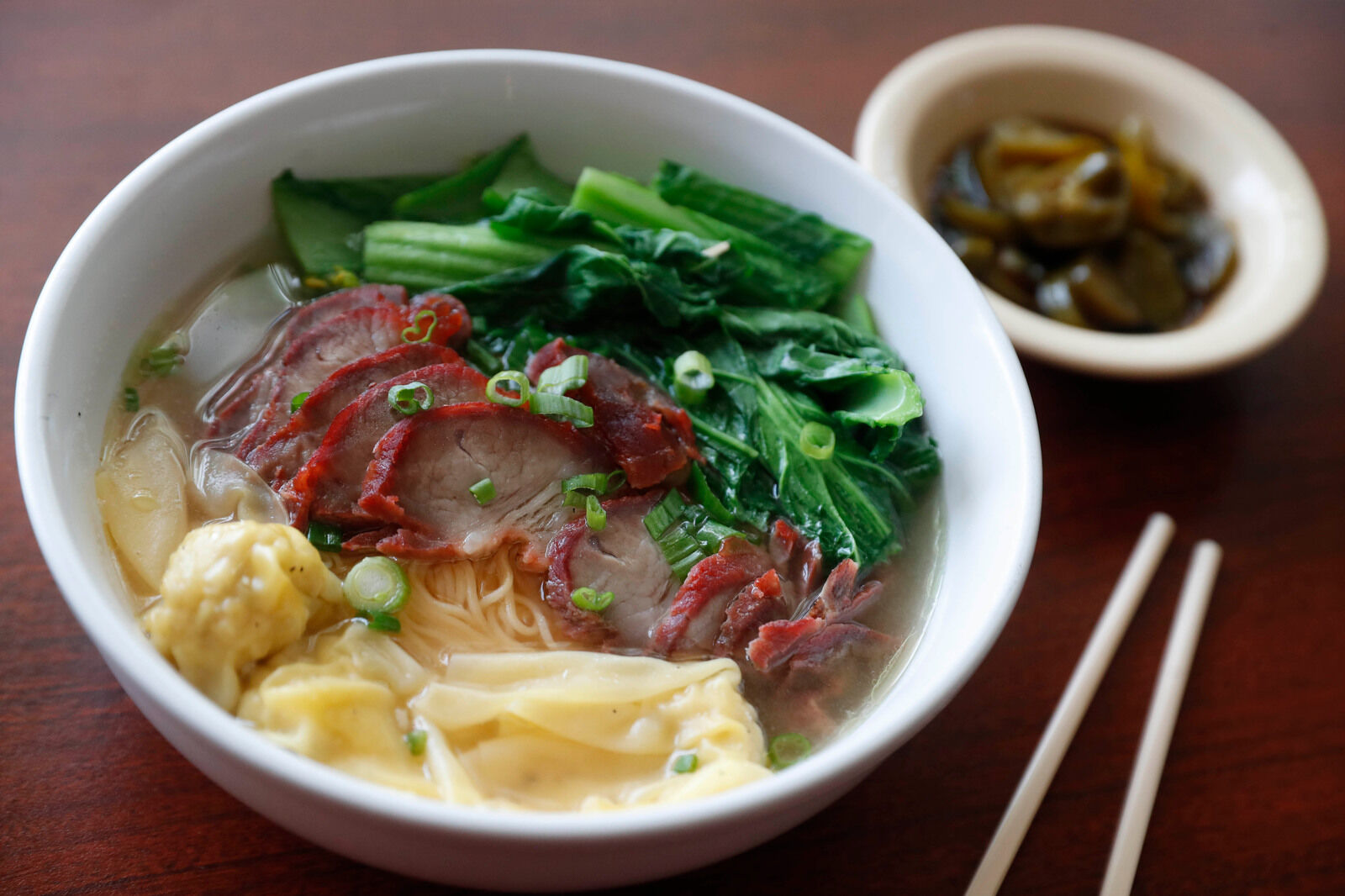 Roast pork wonton noodle soup at Family Thai